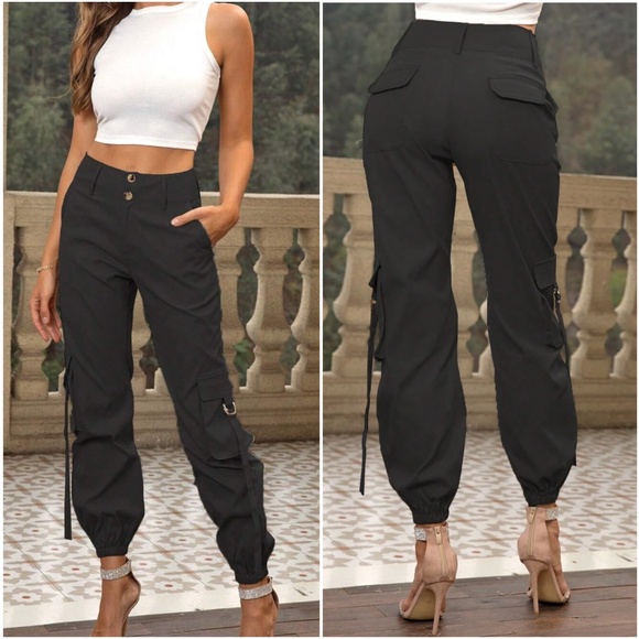High Waisted Pockets Cargo Capri Pants - Picture 3 of 7